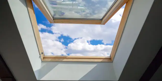 Skylight installed in a roof bringing natural light into a home