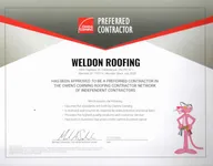 Owens Corning Preferred Contractor certificate