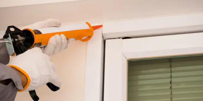 Exterior surface sealed with fresh caulking