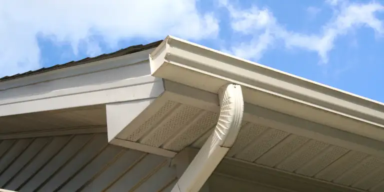 Gutter downspout extension installed at the base of a home to direct water away from the foundation