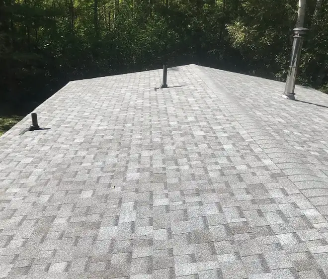 Close-up of asphalt shingle roofing courses