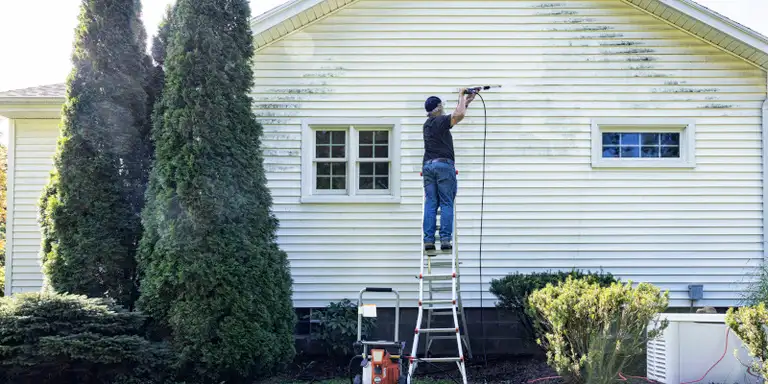 Clean, algae-free vinyl siding on a home in Collingwood, Ontario after professional cleaning